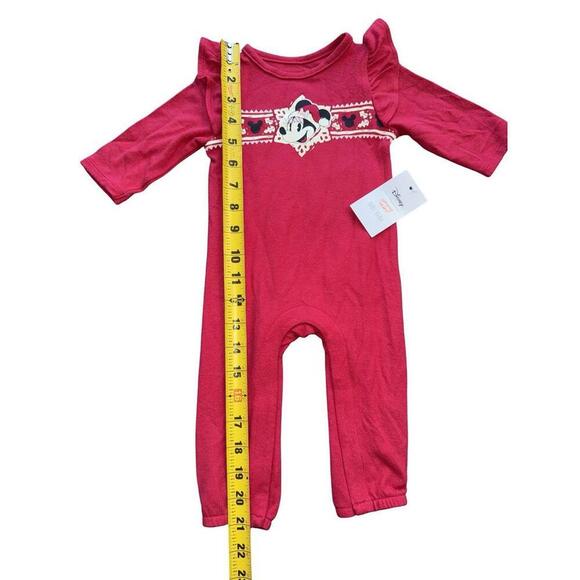 Disney Jumping Beans Red Minnie Mouse Christmas One Piece Pajamas Newborn - Picture 2 of 4